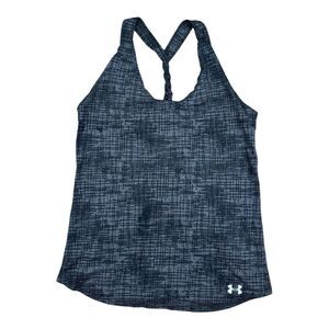 Under Armour Activewear Tank Top Womens Small S black Open Back HeatGear Shirt
